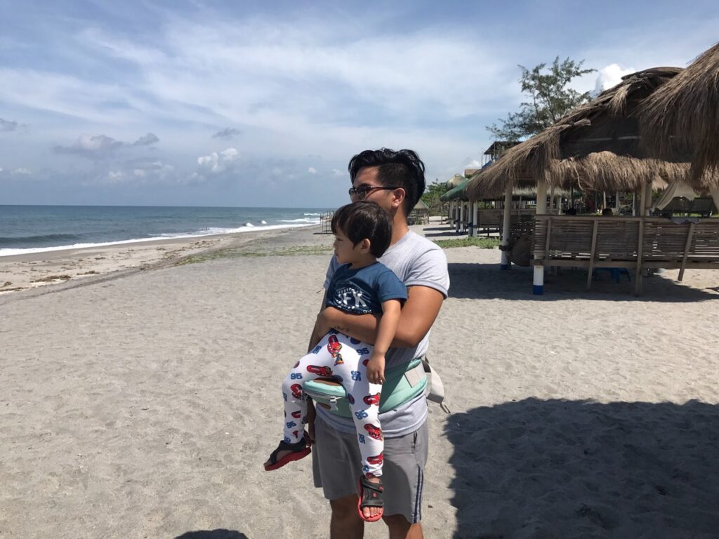 Bobby strolling by the beach with Yñigo in Cabangan, Zambales!